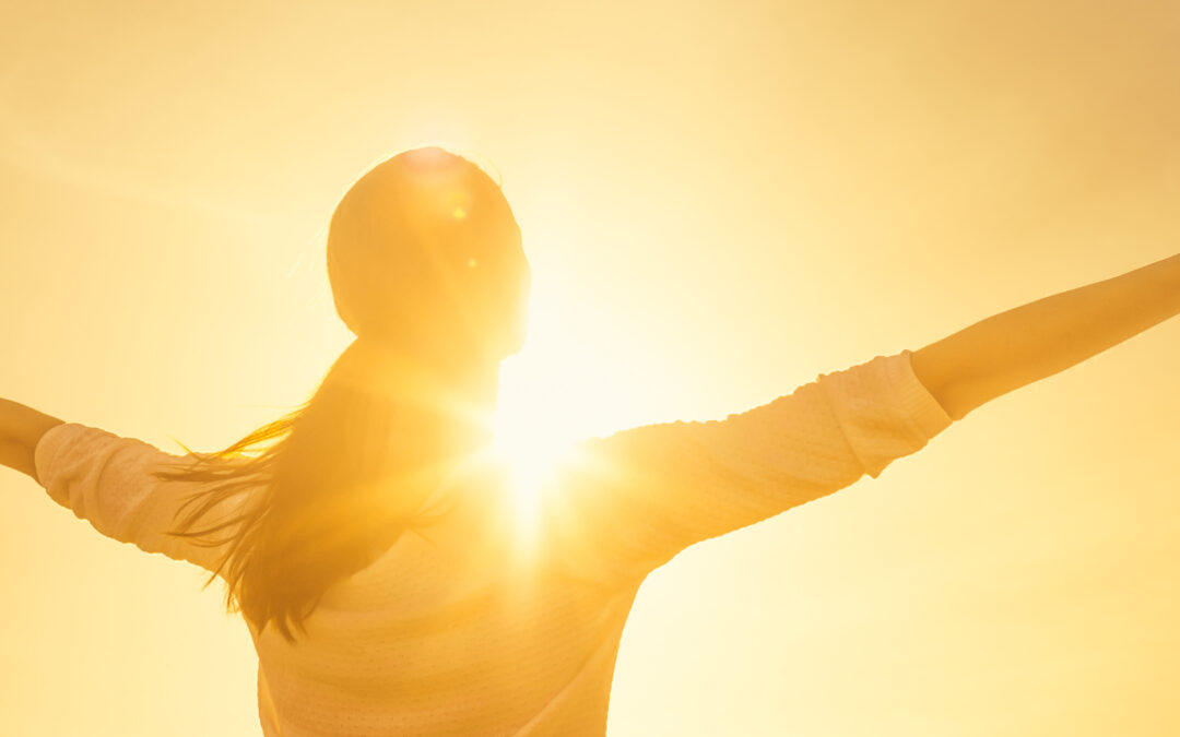 Woman feeling full of positive energy.