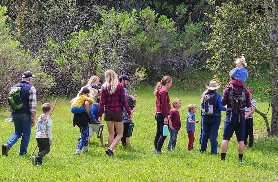 Adults and Kids on a hike