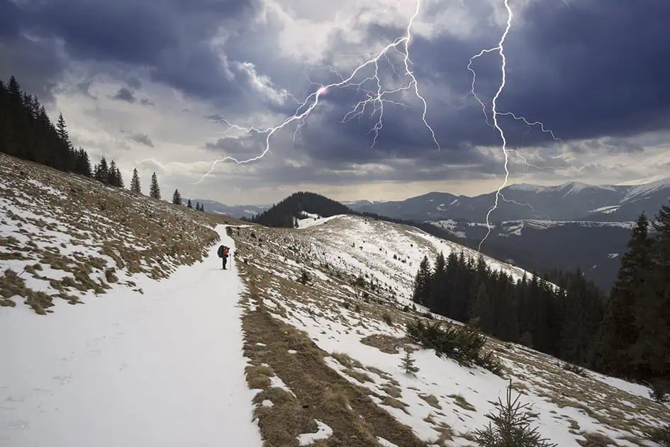 Lightning on Snowy Mountain